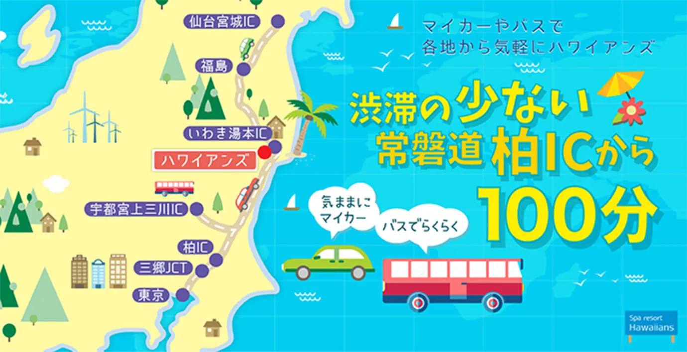 ハワイアンズへのアクセス画像